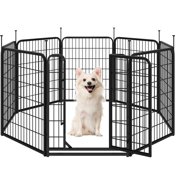 Yaheetech Parc pour Chien 8 Panneaux Enclos Chiens Chiot Lapin Canard Rongeur 65 x 80 cm Enclos Clôture en Métal Chenil Exterieur avec piquets à Sommet...