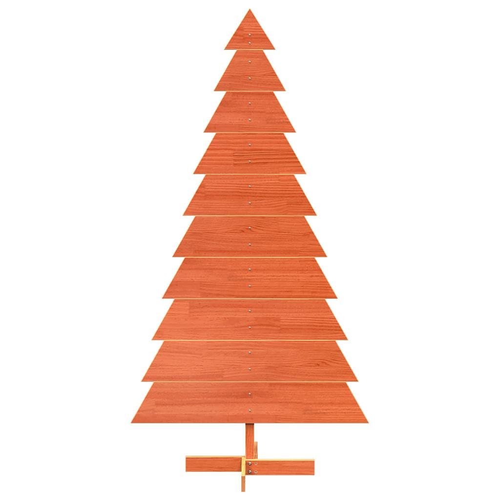 Homgoday Sapin de Noël en bois pour décoration d'intérieur ou d'extérieur - Marron ciré - 180 cm - Pin de Noël avec support en métal