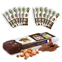 Gourmiz' - 12 x 40gr (20% proteína), barritas ener...: SABORES ÚNICOS: Al igual que nuestra clásica barrita de cacao crudo y avellanas, esta combinación de sabores es ideal para los amantes del deporte que buscan un capricho dulce. La combinación perfecta del sabor achocolatado del cacao y el crujiente d...