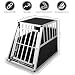 Defacto Hundetransportbox Alu Hundebox Reisebox Autobox Gittertür abschließbar Aluminium Transportbox für Hunde Tiertransportbox (Silber, (XL) 91X65X69 cm)