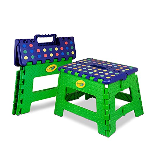 Crayola 9â€ inch Folding Step Stool (1 Pack), Step Stool for Kids, Toddler Color Learning, Toddler Step Stool, Kitchen Helper Stool for Toddlers, Potty Training Step Stool, Step Stool 300 lb Capacity