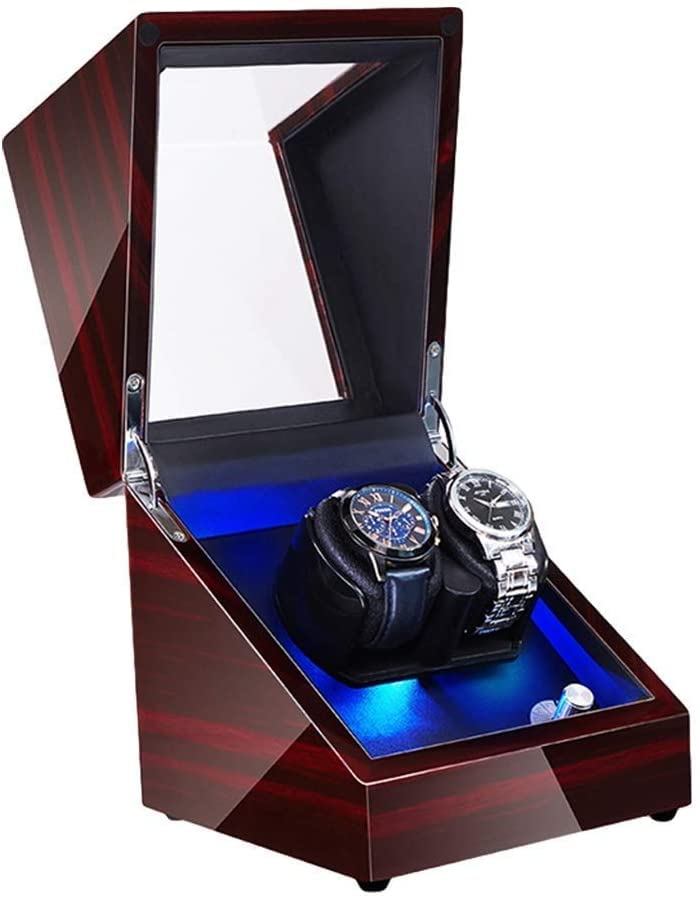Estuche para dos relojes automáticos con almohadilla suave y luz LED