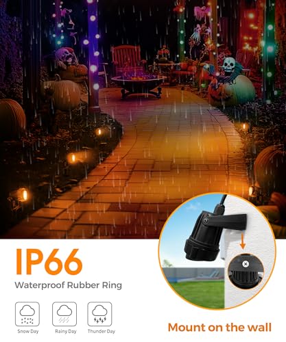 Image of L LOHAS LED Orange Halloween Outdoor Spotlight 5W Dusk to Dawn 2 Pack