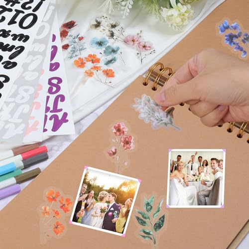 Álbum de recortes para bodas 'Cartas a la novia', libro de recuerdos, álbum fotográfico DIY con bolígrafos, cintas, flores y pegatinas, 40 páginas, tapa dura, para amante, amigo o niño miniatura 5