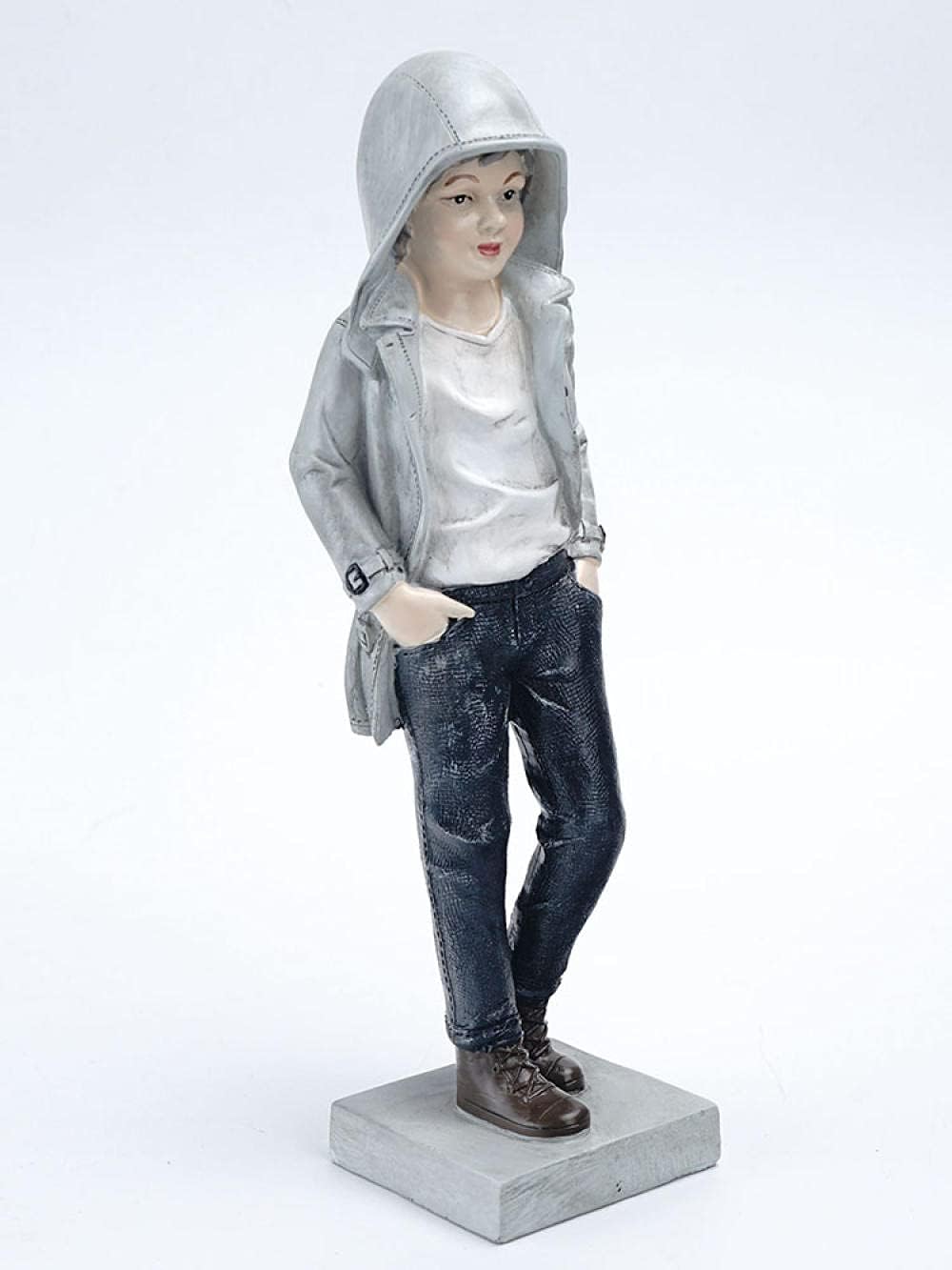 彫刻像 彫刻 樹脂クラフトウインドブレーカー男の子像置物家の装飾リビングルームデスクトップ装飾デスクアクセサリー