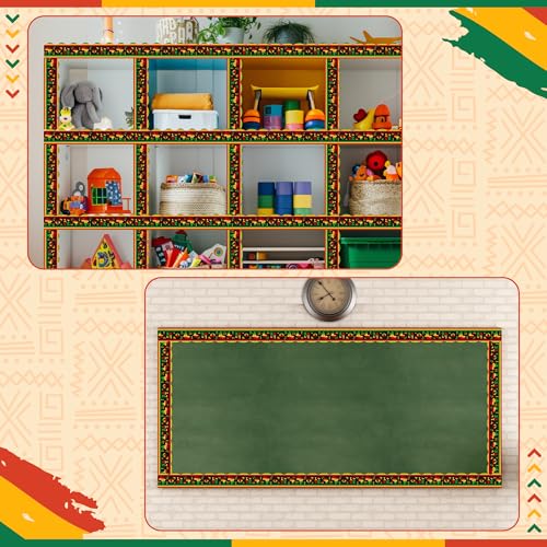Image of BeYumi Kwanzaa Bulletin Border Trim - 65ft Back to School Juneteenth Scalloped Rolled Border Trim African American Holiday LOVE Bulletin Board Borders Celebration Classroom Chalkboard Party Decoration