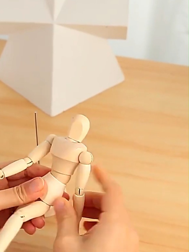 Lot De 3 Pièces Mannequin Articulé En Bois – Modèle Main + Corps – Idéal Pour Dessin, Peinture Et Décoration