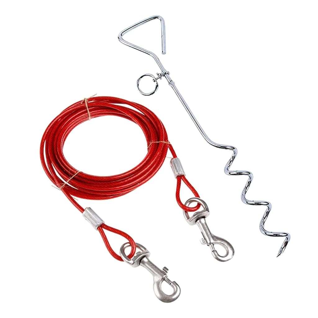 Ensemble de câble et piquet pour chiens de petite et grande taille de 2,9/5,9/10 m sans enchevêtrement pour la cour à l'extérieur