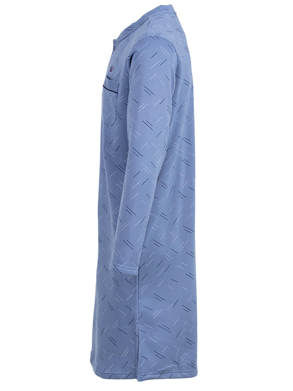 Chemise de nuit thermique à manches longues pour homme - Design lignes - Poche poitrine - Boutonnière - Taille M à 3XL