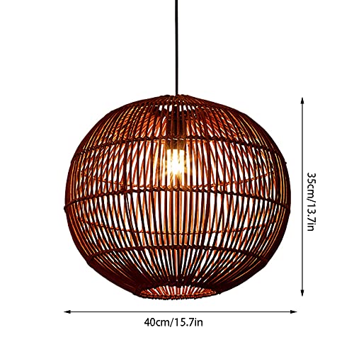 Lustre rotin suspendu marron avec abat-jour bohème pour base E26 - 3