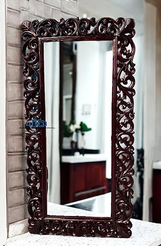 Best Decorative Wall Mirrors: Frameless vs Framed 43 Wooden Carved Mirror Frame | Wall Hanging | Wooden Jharokha | Sol...