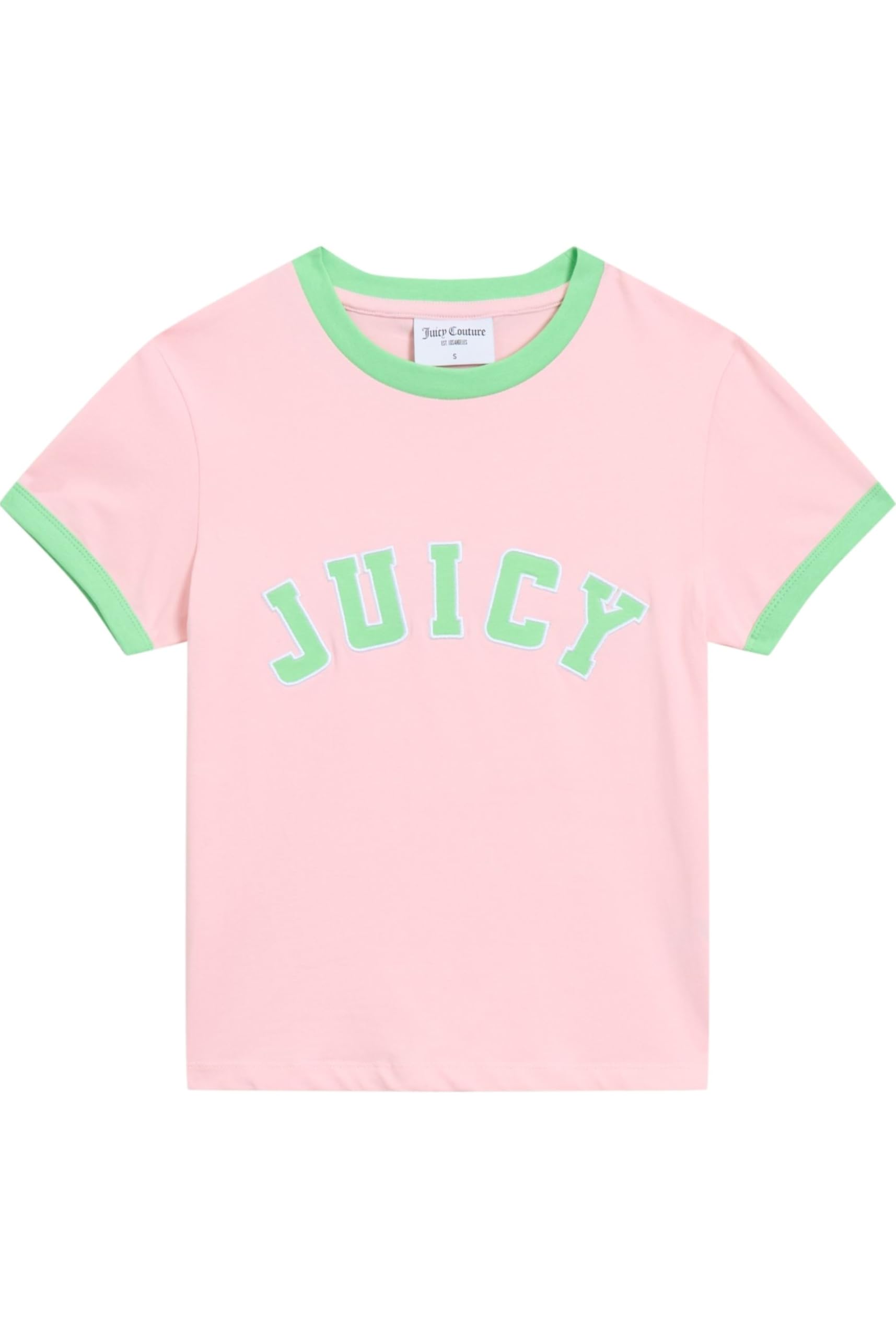 Juicy Couture Women's Collegiate Figubetontes T Shirt Top Oberteil mit Applikationen Versch. Farben, Juicy Pink, L
