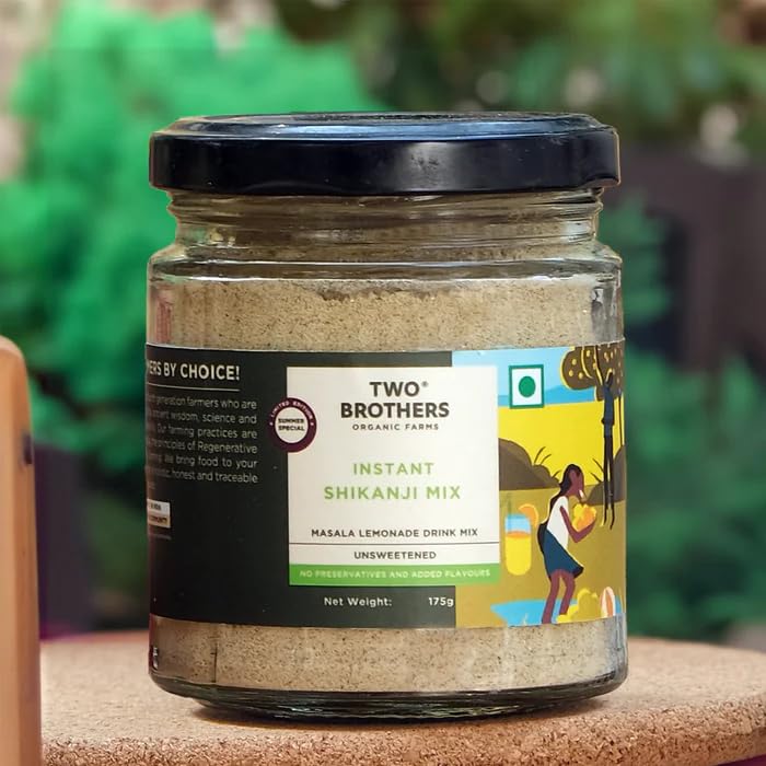 Image of Two Brothers Organic Farms Instant Shikanji Mix - 150g | Essence of Tangy Lemons and Aromatic Farm-Grown Spices in a Ready-To-Mix Powder | Free from Artificial Ingredients