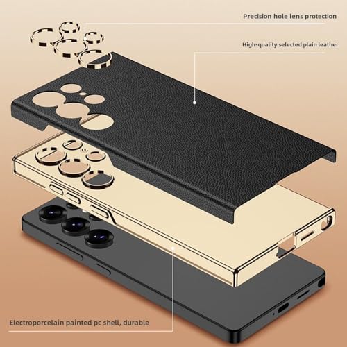 Coque en Cuir pour Samsung Galaxy S25 Ultra, Étui Rigide Noir Élégant - 2