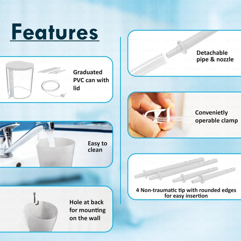 Image of OTICA Enema Kit for Adults and Kids Anima Kit with Flexible Tube for Self Use Enima Pot for Home use (1500ml) White