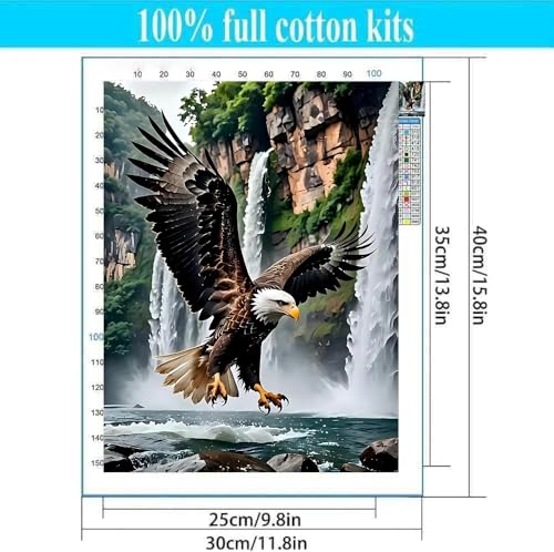 Image of Eagle Cross Stitch Kits for Beginners Adults, Patterns Dimensions Needlepoint Art Crafts,Counted Cross Stitch Kits Embroidery Kits for Beginners Adults for Home Decor 11.8X15.7inch