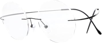 Eyekepper Titanium Rimless Round Eyeglasses 48mm Circle Optical Frame Black