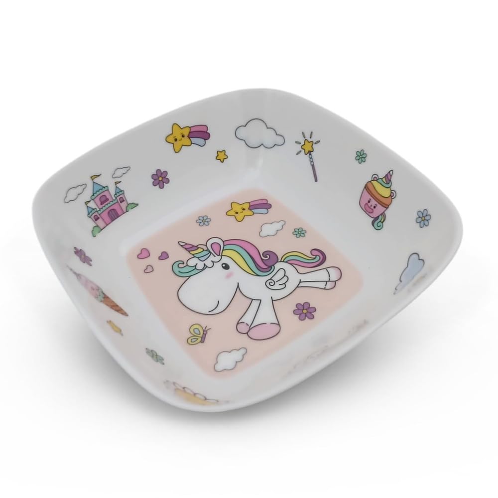 Superware Melamine Kids Snack Plate and Bowl Set of 2 with Adorable Unicorn Design Durable Child Friendly Tableware for Toddlers-picture-27