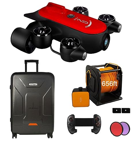 G GENEINNO 200M Tether Titan Professional Underwater Drone ROV AUV Robot with 4K UHD Camera Remote Control Undersea Detection for Viewing, Recording, Fishing, Salvage Work (T1 Pro 200m)