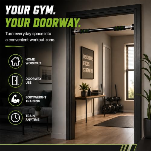 Image of Pull Up Bar for Home Gym | Doorway Chin Up Bar for Strength Training, Upper Body Workout & Fitness Exercise | 65 cm