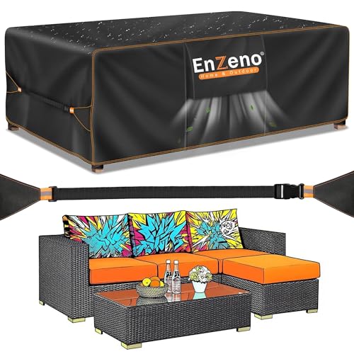 Enzeno Loungemöbel Abdeckung 242x182x100cm,Wasserdicht Abdeckplane Gartenmöbel,Lounge Abdeckung für L-Form,Gartenlounge Abdeckhauben für Tische und Stühle,Abdeckungs Gartenmöbel Winterfest Möbelsets