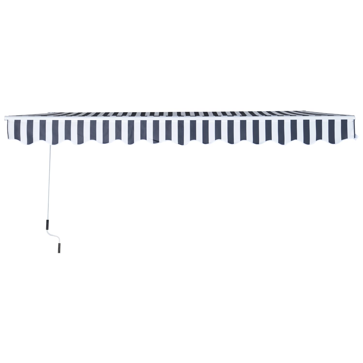 Toldo Outsunny Toldo de Brazo articulado Protección Solar con manivela 3,5 x 2,5 m Gris+Blanco Aluminio Poliéster