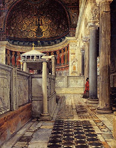 Tableau intérieur de l'église de San Clemente Alma Tadema affiche toile 60x90cm