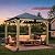 Aoodor 10 x 10 ft Wooden Frame Gazebo with Single Galvanized Metal Hardtop Roof, Outdoor Patio Gazebo with Charging Socket for Patio, Backyard, Deck, and Lawn
