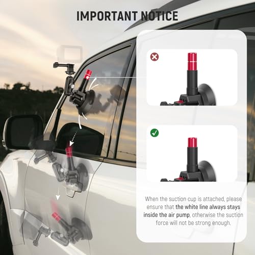 Image of NEEWER Triple Suction Cup Car Mount Compatible with Insta360 X5 X4 GoPro DJI OSMO 360 Cameras, Quick Release Outside Windshield Magic Arm Mount Kit with 2 in 1 Extension Pole /Selfie Stick, CA065