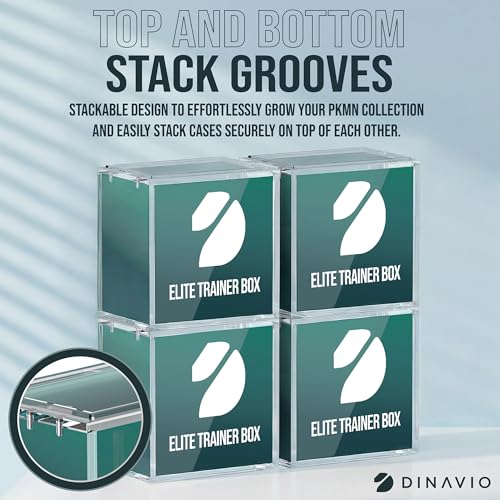Image of Dinavio Crafthouse Elite Trainer Box Acrylic Display Case Stackable - 8mm + 5mm Ultra Thick Acrylic with N52 Strong Magnets - ETB Case Protector - Compatible with Elite Trainer Boxes