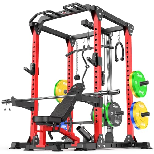 Image of Power Rack Power Cage Multi-Function Squat Rack with Cable Crossover System Selectable More Training Attachment Power Rack for Garage & Home Gym