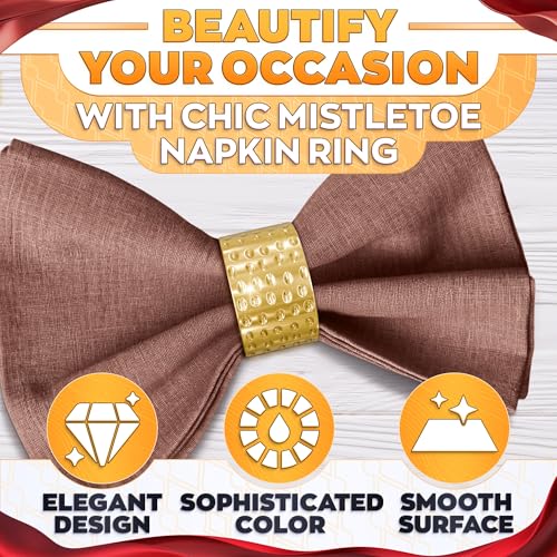 Image of Easter Hammered Gold Napkin Rings Set of 12 - Classic & Reusable Metal Napkin Ring Holders 1.8 inchx1.1 inch for Banquets, Weddings, Family and Holiday Dinner Gatherings, Gift Giving & Easter Table Decoration