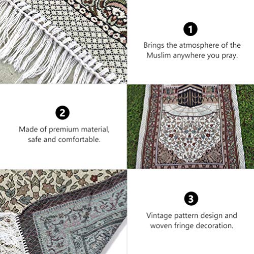 ABOOFAN Tapete de Oração Tapete de Oração Muçulmano Islâmico Tapete de Carpete Portátil Tapete Borda