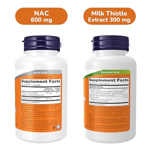 NOW Foods NAC with Selenium and Milk Thistle Bundle