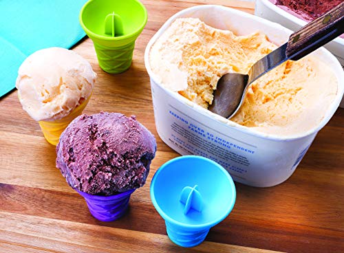 Reusable Ice Cream Cones 4 Pack – Silicone Mini Multicolored Fun Kids Ice Cream Cups Container Holders - Thumbnail 2