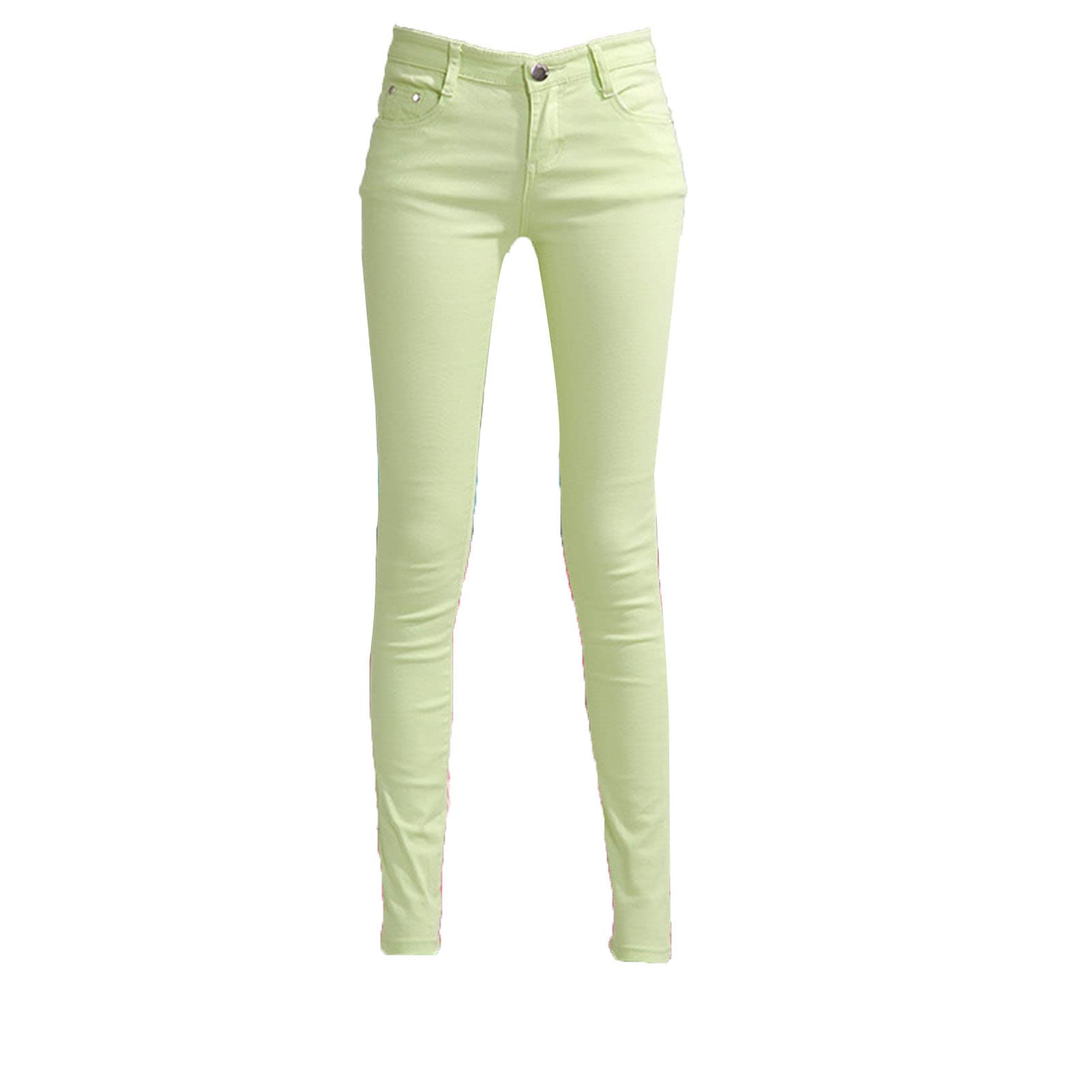 Mid Rise Skinny Jeans for Women Classic Stretch Slim Fit Denim Pants Casual Colored Slimming Tapered Jean (Light Green,28)