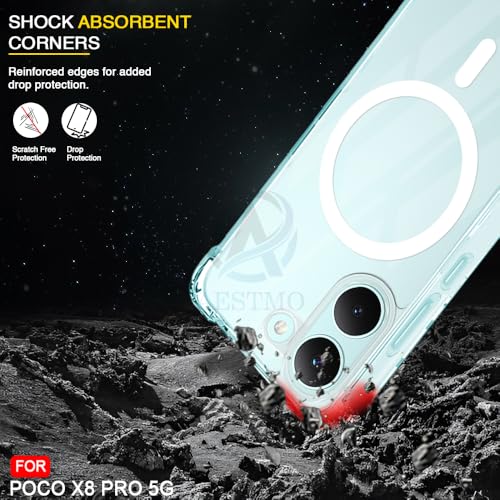 Image of AESTMO Clear Back Cover for Poco X8 Pro 5G | 360 Protection | Transparent Back Cover for Poco X8 Pro 5G (PC + TPU, Compatible with MagSafe Accessories, Transparent Bumper)
