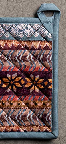 Maison D' Hermine Hot Pads 100% Cotton Pot Holders With Loop Heat Resistant Potholders For Gifts, Grilling, Barbeque, Handling Hot Pans, Fair Isle - Thanksgiving/Christmas (8"X8") #TOP2