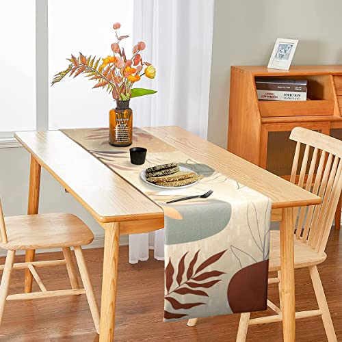 Runner Tavola Moderno in Lino Runner da Tavola Boho Morandi Astratto Lino Antiscivolo Tovaglia Doppio Strato per Banquet, Tavolo da Pranzo, Ristorante, Compleanni e Matrimoni 33 cm x 183 cm - immagine 5