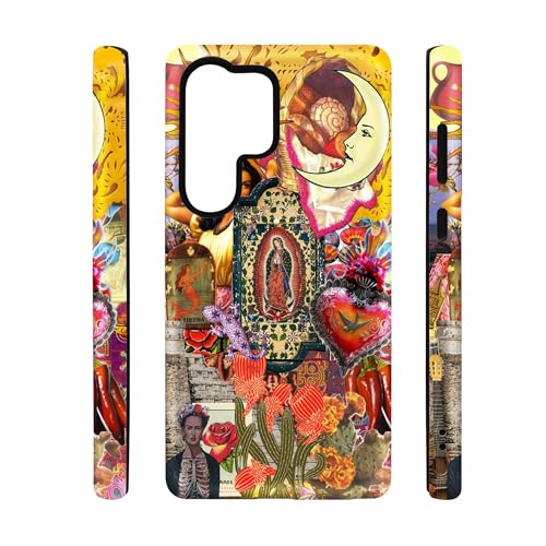 qizjio Mexican Folklore Art Collage Phone Case, Shockproof Protective La Virgen De Guadalupe Cover for Samsung Galaxy S25 Ultra