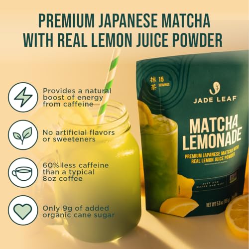 Image of Jade Leaf Matcha Lemonade Mix, 165g / 5.8oz | Sift-Free Matcha Powder for Refreshing Lemonade - Easy to Make, Just Add Water - Low Caffeine Iced Tea