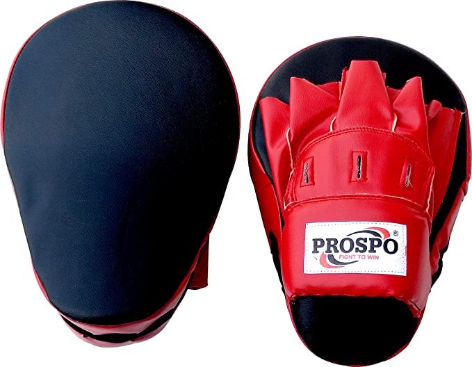 Image of Prospo Curved Focus Pads /Punching Mitts for Boxing /MMA /Muay Thai /Kickboxing /Karate /TAEKWANDO (Red-Black)