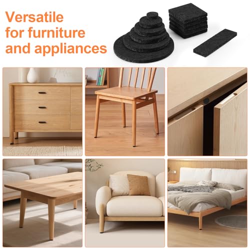 Almohadillas de fieltro para patas de silla y muebles de madera dura en color negro 7