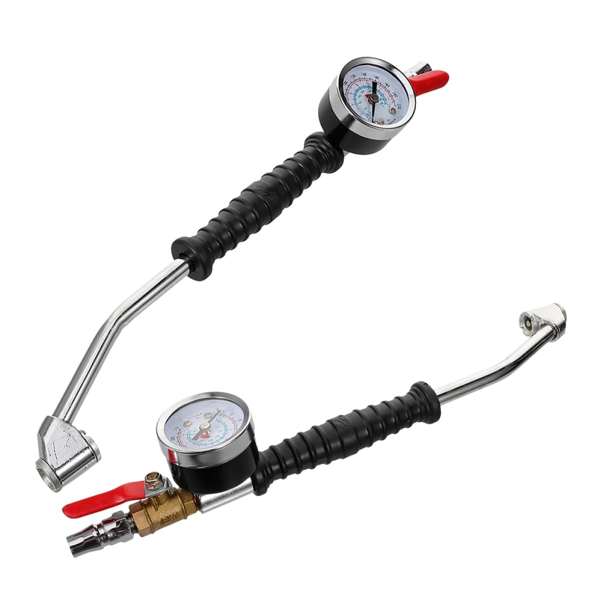 Reifenfüllset Verlängertem Luftfutter 2 Stück Reifen Schnellanschluss mit Manometer Reifendruckmesser Reifenluftdruckfüller Zufällige Farbe und Auto und Lkw