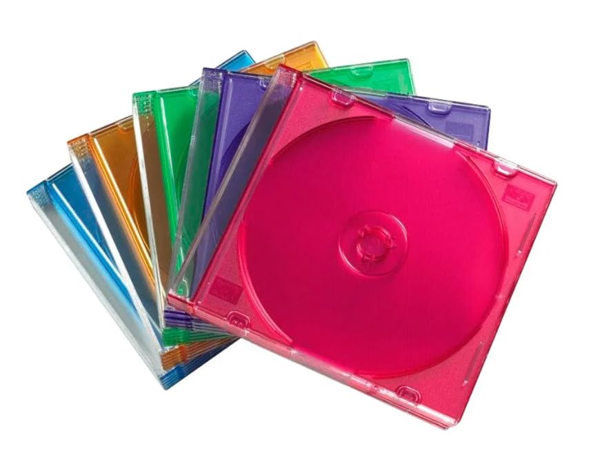 Genérico 10 Fundas para CD Slim Vacías, Multicolor, Pack de 10 Unidades, Caja de Almacenamiento para Discos