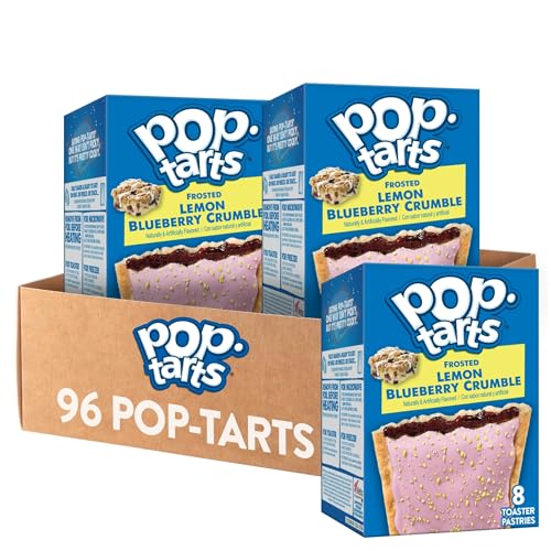 Pop-Tarts Toaster Pastries, Breakfast Foods, Kids Snacks, Frosted Lemon Blueberry Crumble (96 Pop-Tarts)