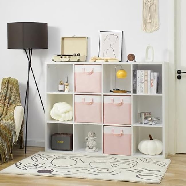 GRANNY SAYS Storage Cubes, 11x11 Cube Storage Bins with Metal Frame, Collapsible Cube Storage Organizer, Fabric Cubby Bins for Shelves, Closet, Pink, 4 Pack