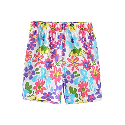 Image of HILEELANG Girl Short Sets Summer Short Sleeve White Buffterfly Floral Shorts Cotton Casual Playwear Outfits Clothing Sets Size 7