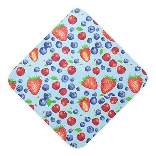 Kigai Baby Hooded Towel Absorbent Baby Bath Shower Towel with Hood for Newborn Boys Girls Babies Infant Toddler (Strawberries 35 x 35 in)