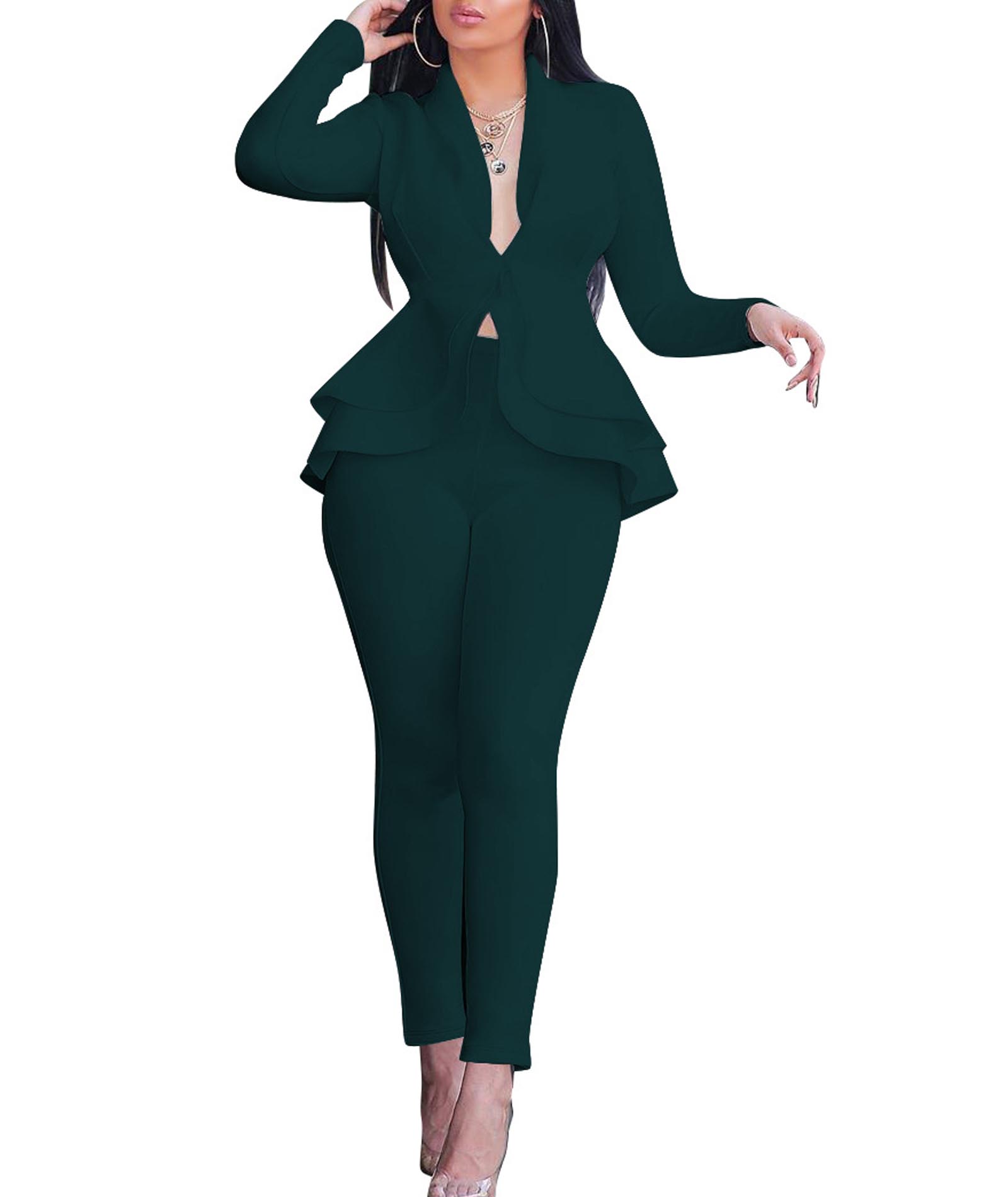 Piece Wide Leg Pants Set For Women Women's Peplum Top Flared